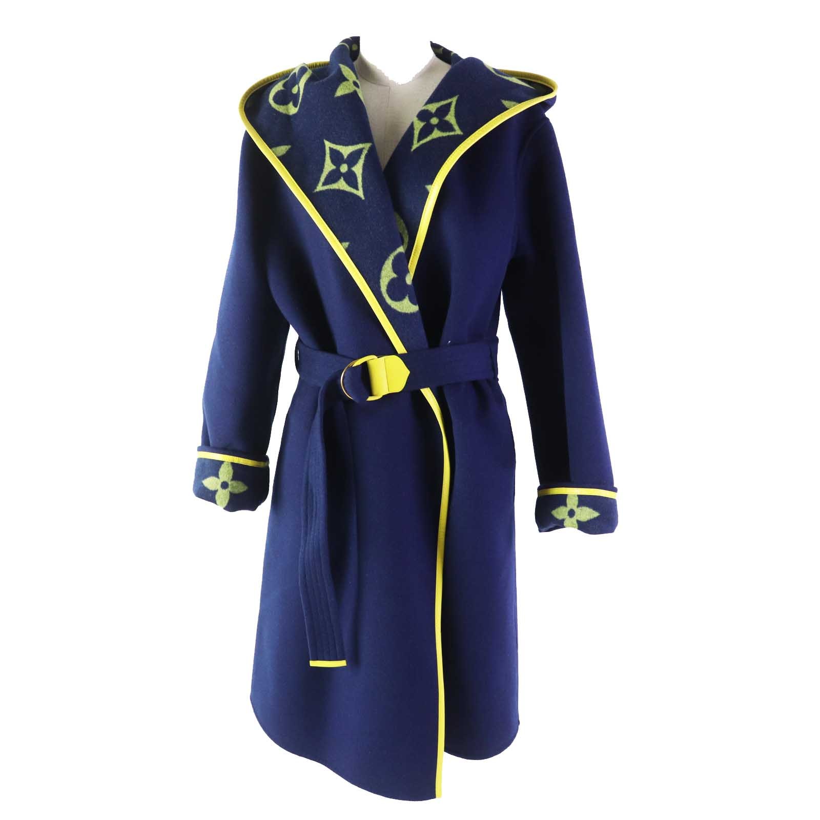 極美品 ルイヴィトン
 コート ジャイアントモノグラム ネイビー イエロー レディース 36 FJC022NUV