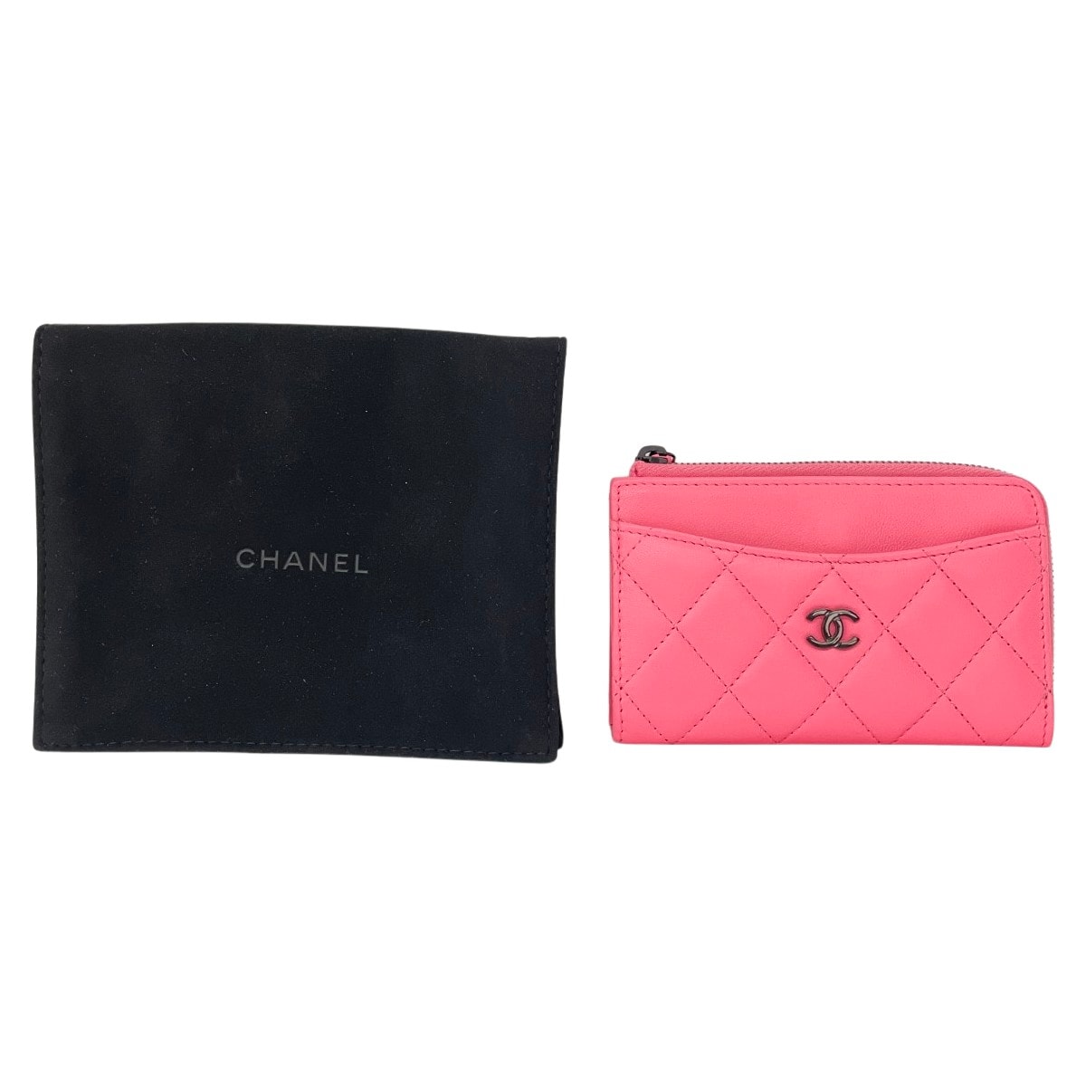 CHANEL シャネル 財布 マトラッセ フラグメントコインケース ショッキングピンク x ブラック