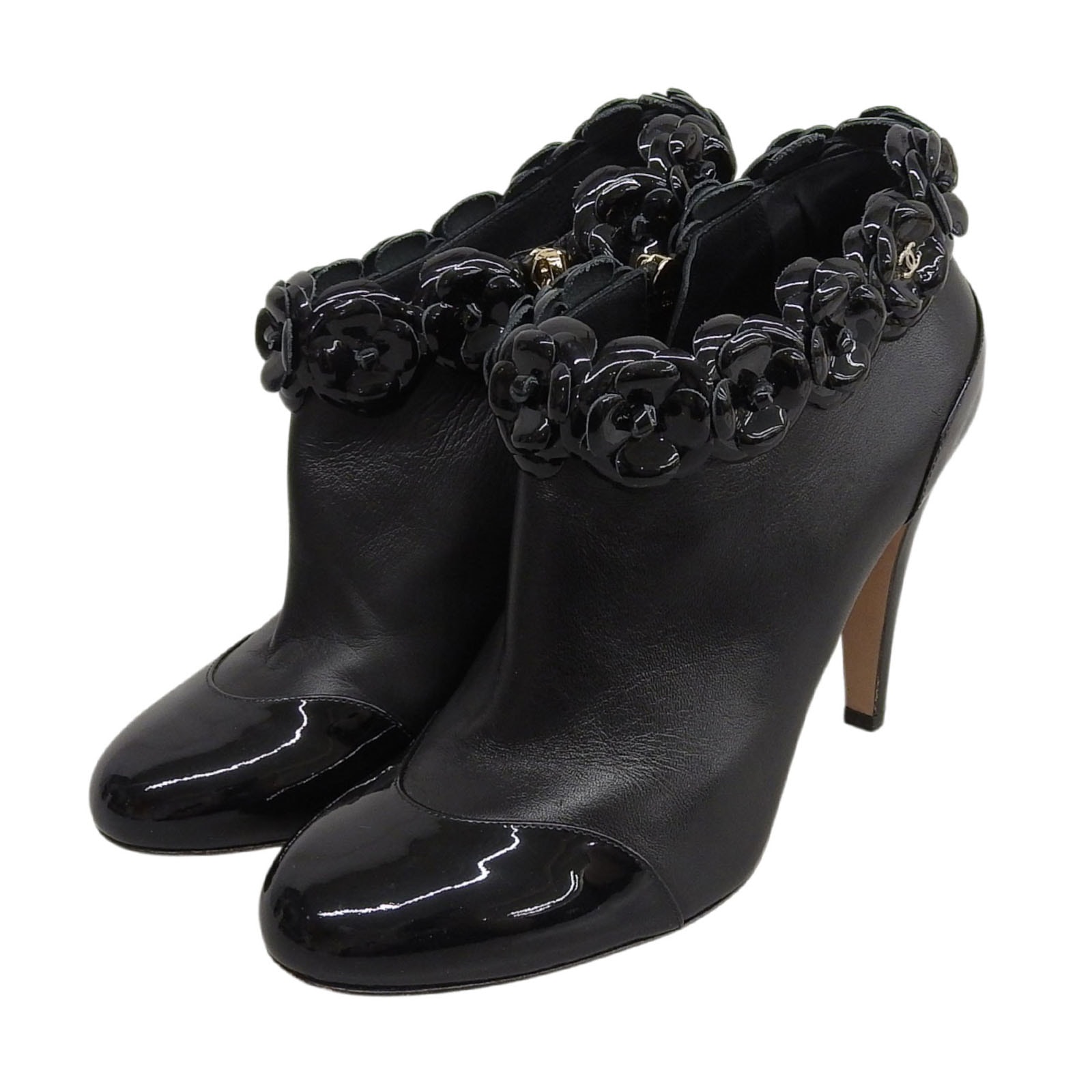 美品 シャネル アンクルブーツ ブラック レディース 38.5 G31795