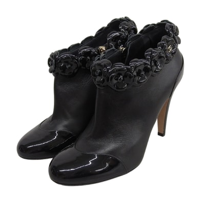 美品 シャネル アンクルブーツ ブラック レディース 38.5 G31795