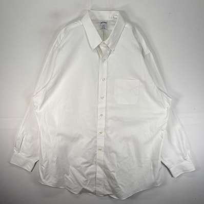 古着 ブルックスブラザーズ Brooks Brothers 長袖シャツ 胸ポケット カラーステイ 2XL ホワイト系 無地 メンズ