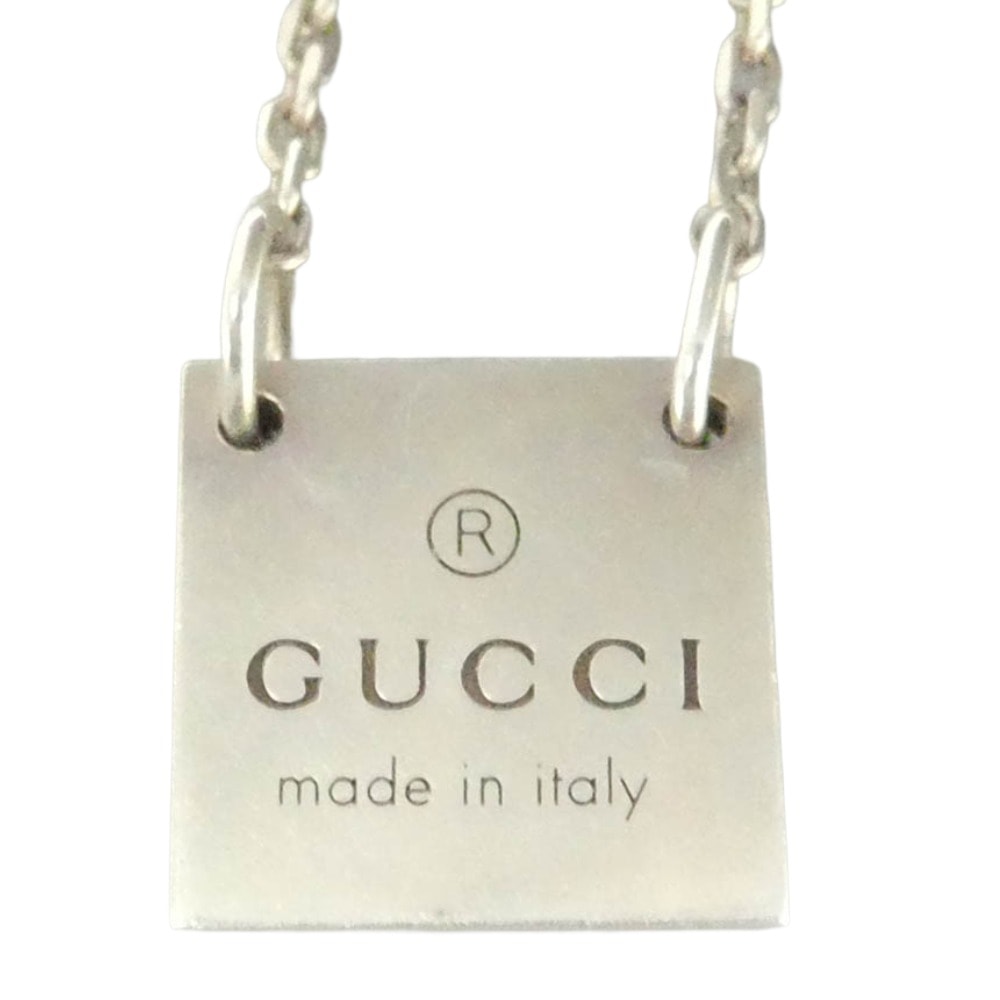 GUCCI グッチ トレードマーク スクエア プレート シルバー ネックレス Ag925 シルバー系【中古】
