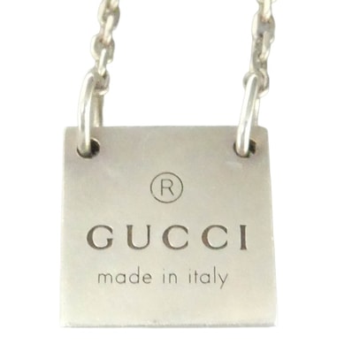 GUCCI グッチ トレードマーク スクエア プレート シルバー ネックレス Ag925 シルバー系【中古】
