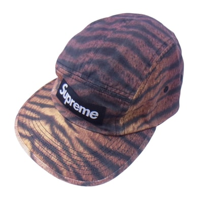 Supreme シュプリーム 帽子 25AW Washed Chino Twill Camp Cap Tiger ボックスロゴ ウォッシュドチノツイル キャンプキャップ ブラウン系 ブラック系【極上美品】【中古】