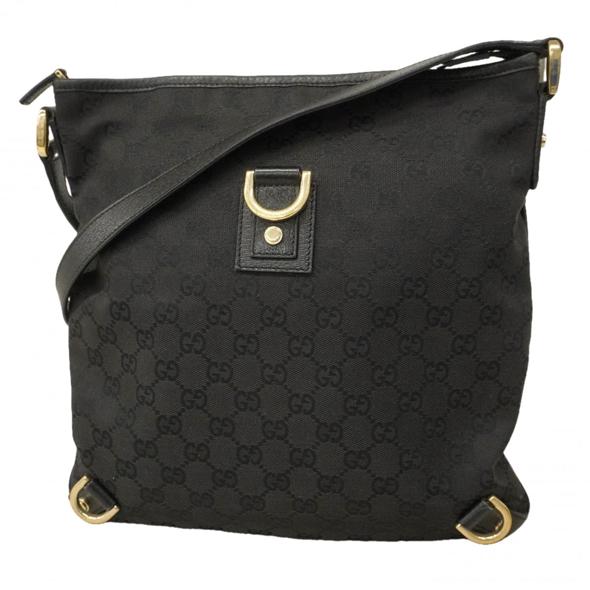【6db1073-k】グッチ ショルダーバッグ GGキャンバス/アビー 131326 キャンバス ブラック シャンパンゴールド金具【中古】レディース