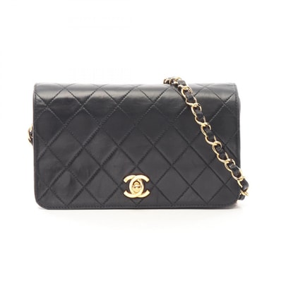 シャネル CHANEL ミニマトラッセ フルフラップ ターンロック ショルダーバッグ バッグ ラムスキン(羊革) レディース ブラック系 【中古】