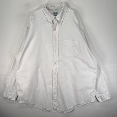 古着 90's/90年代 ブルックスブラザーズ Brooks Brothers USA製 長袖シャツ BDシャツ Makers XL ホワイト系 無地 メンズ
