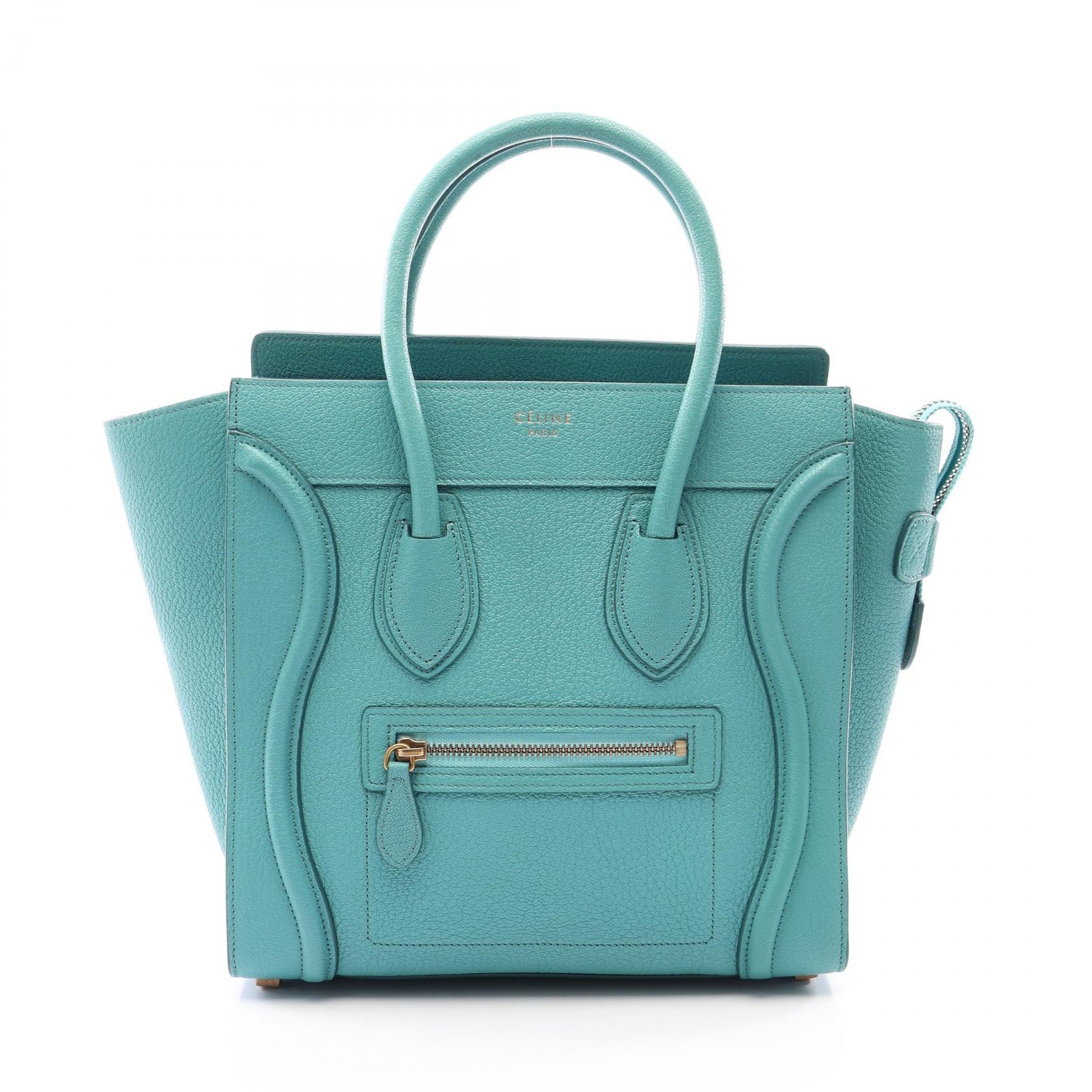 セリーヌ CELINE ラゲージ マイクロショッパー トートバッグ バッグ レザー レディース グリーン系 【中古】