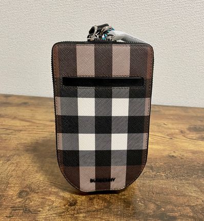 Burberry Check & Leather Cross Body Phone Case "Dark Barch Brown"