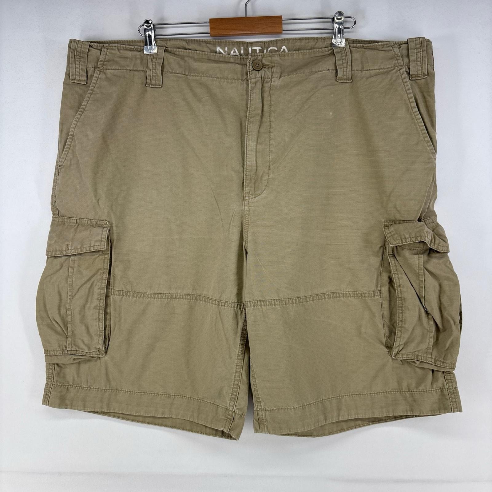 古着 ノーティカ NAUTICA ショートパンツ カーゴ リップストップ 大きいサイズ ジップ ハーフパンツ w44  ベージュ メンズ