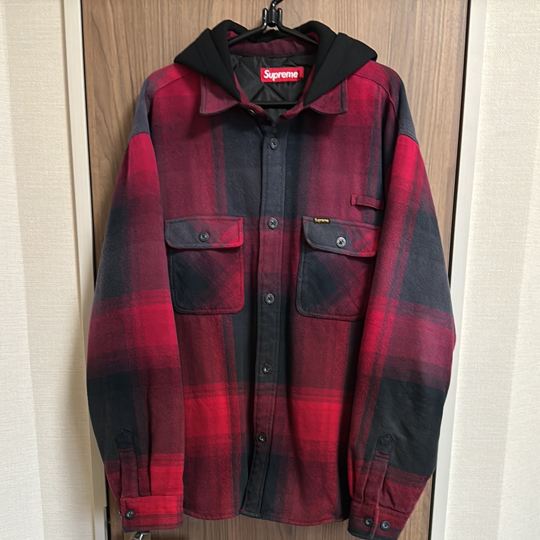 Supreme Quilted Lined Hooded Flannel Shirt "Red"