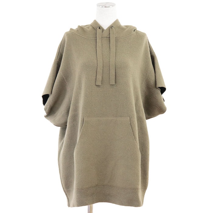 【美品】 クリスチャンディオール LUCKY カシミヤブレンド ニット パーカー フーディー オーバーサイズ ニット レディース カーキ 42 Christian Dior