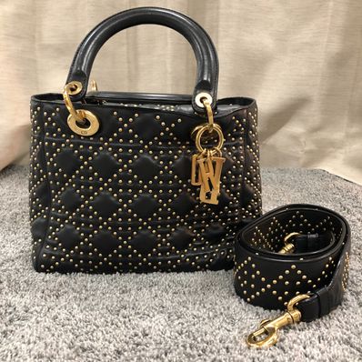 Dior Lady Dior Cannage Studs Handbag "Black"