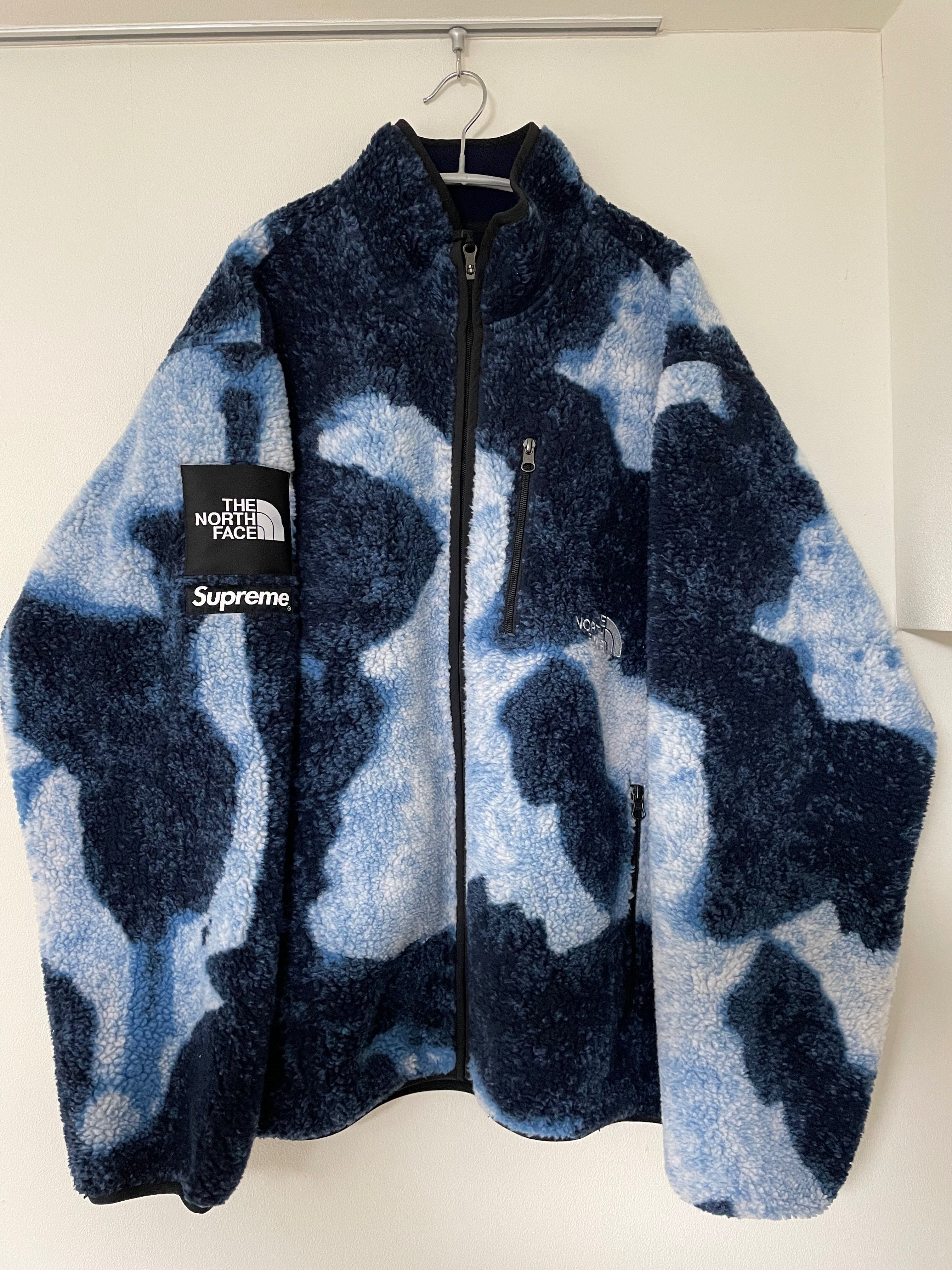 Supreme x The North Face Bleached Denim Print Fleece Jacket "Indigo"