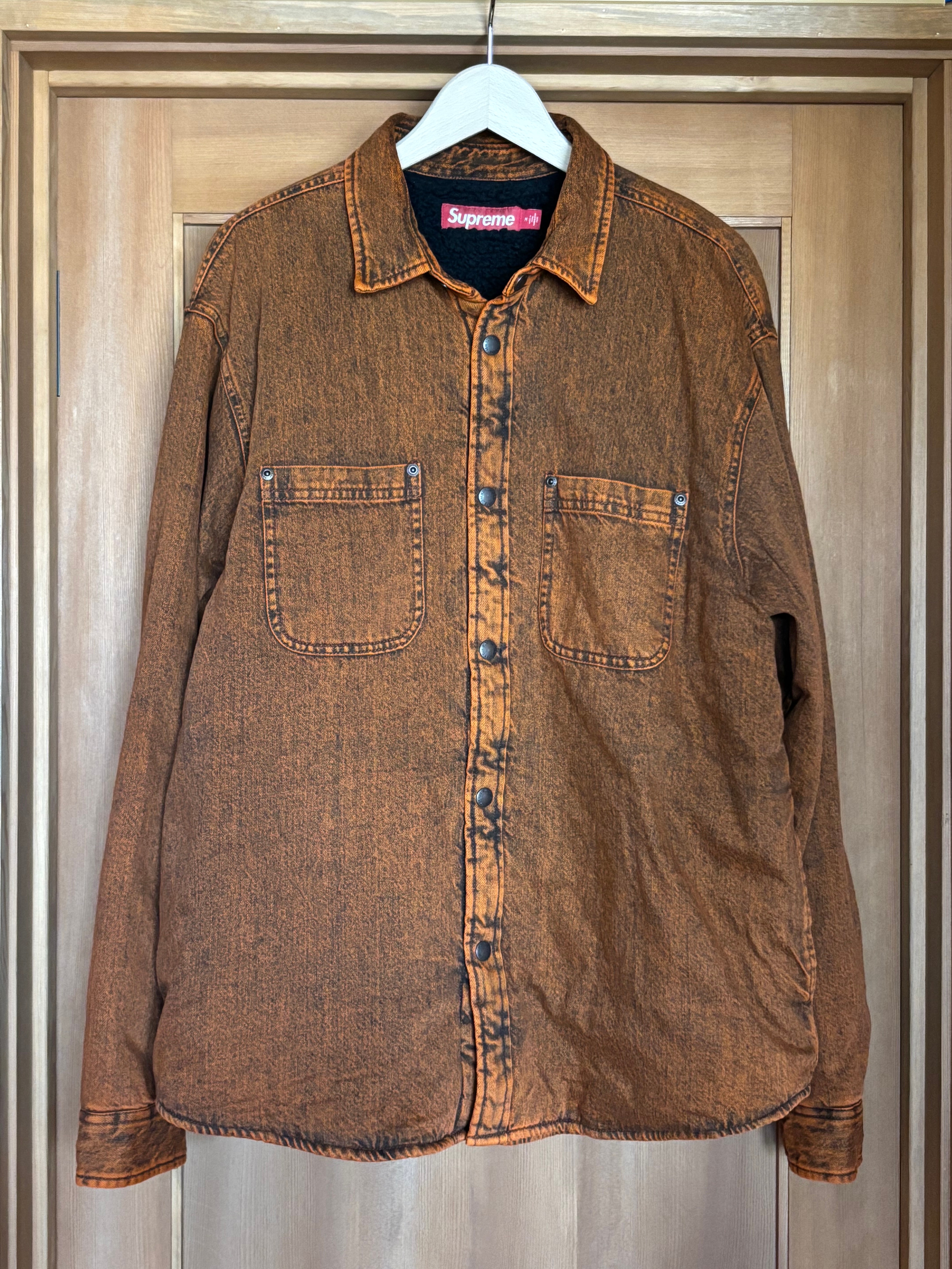 Supreme Shearling Lined Denim Work Shirt "Overdyed Orange" (25FW)