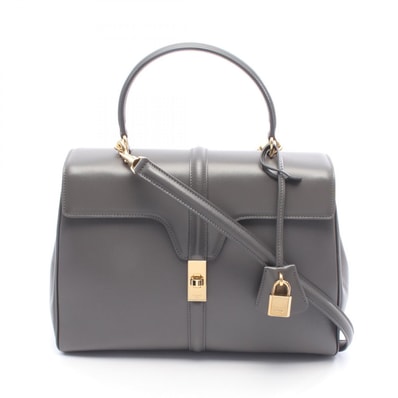 セリーヌ CELINE 16 セーズ ミディアム ハンドバッグ バッグ レザー レディース グレー系 187373 【中古】
