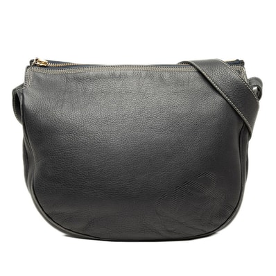 ロエベ アナグラム 斜め掛け ショルダーバッグ ネイビー レザー レディース LOEWE 中古