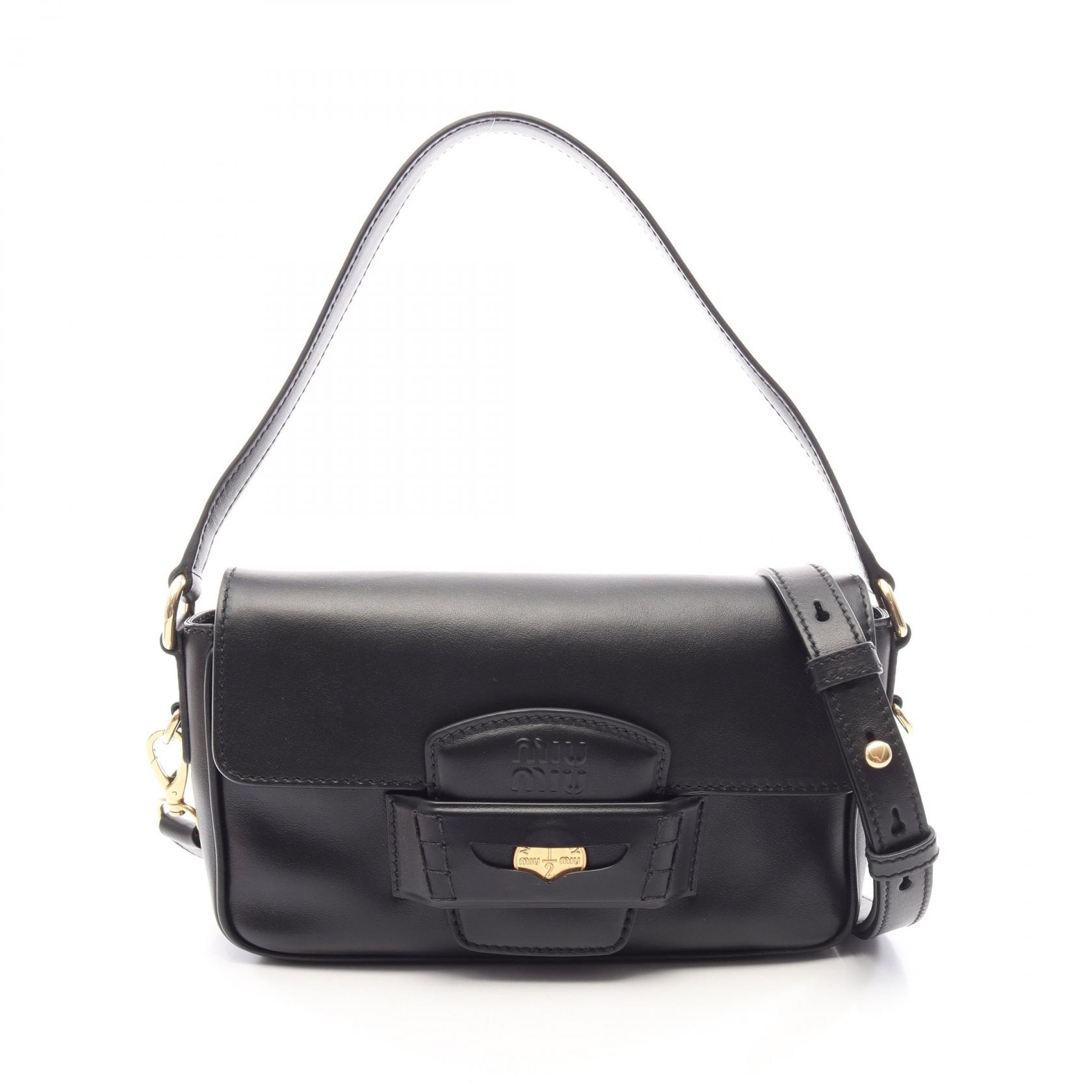 ミュウ ミュウ Miu Miu CRM FINE CALF ペニー 2WAY ハンドバッグ バッグ レザー レディース ブラック系 5BD270 【中古】