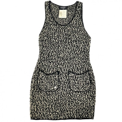 CHANEL シャネル ワンピース ツイード ノースリーブ ボタン アパレル 服 44 ブラック 黒 アイボリー ウール ナイロン レディース 秋 1994年【中古品】
