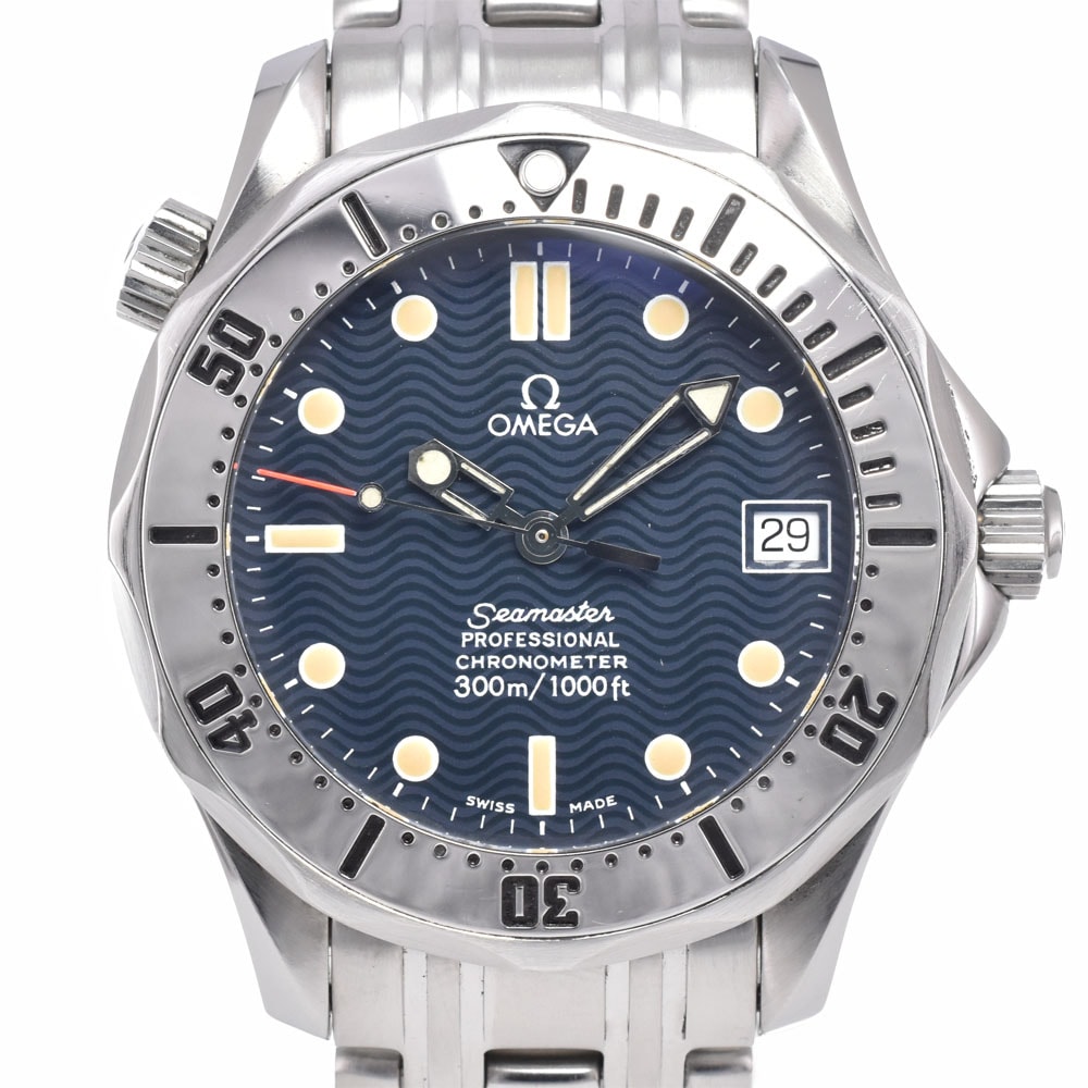 オメガ OMEGA 2552.80 シーマスター プロフェッショナル 300M デイト ブルー 自動巻き ユニセックス 良品 腕時計 D#149759