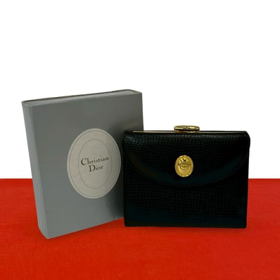 Christian Dior ディオール CD ロゴ 金具 レザー 三つ折り財布 ブラック
37171
