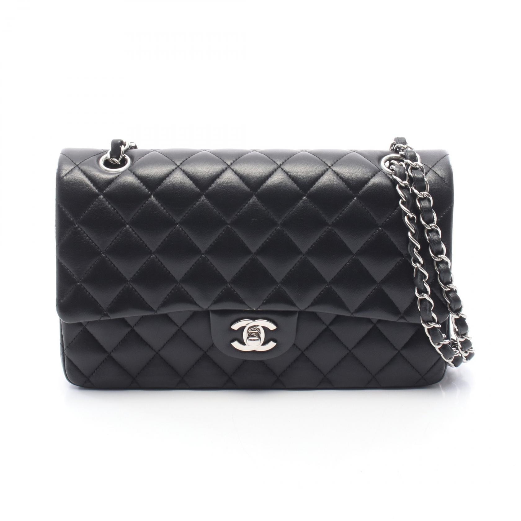 シャネル CHANEL マトラッセ Wフラップ ショルダーバッグ バッグ ラムスキン(羊革) レディース ブラック系 【中古】