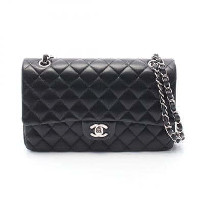 シャネル CHANEL マトラッセ Wフラップ ショルダーバッグ バッグ ラムスキン(羊革) レディース ブラック系 【中古】