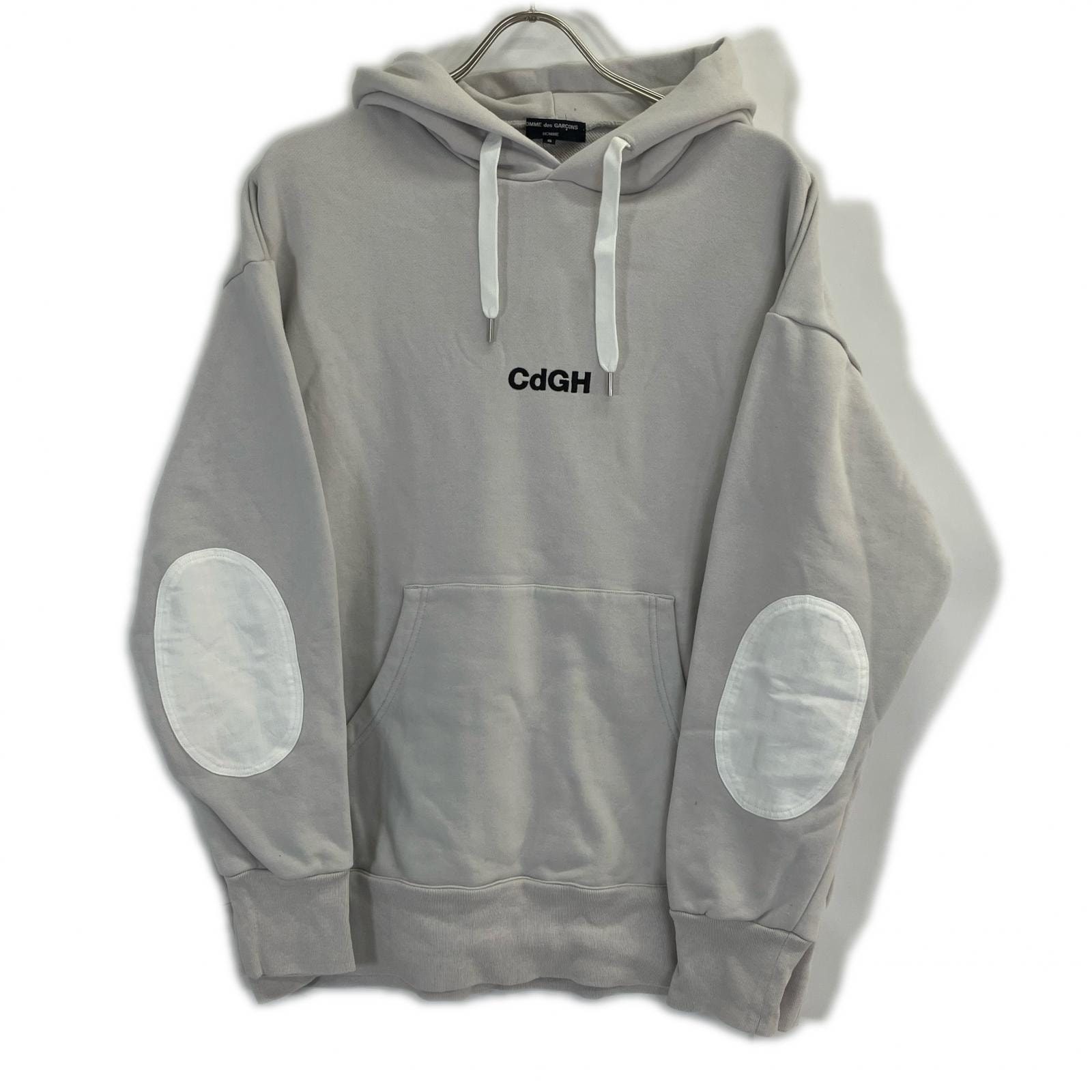 コムデギャルソンオム HL-T013 AD2023 ロゴ刺繍 エルボーパッチ プルオーバー パーカー S