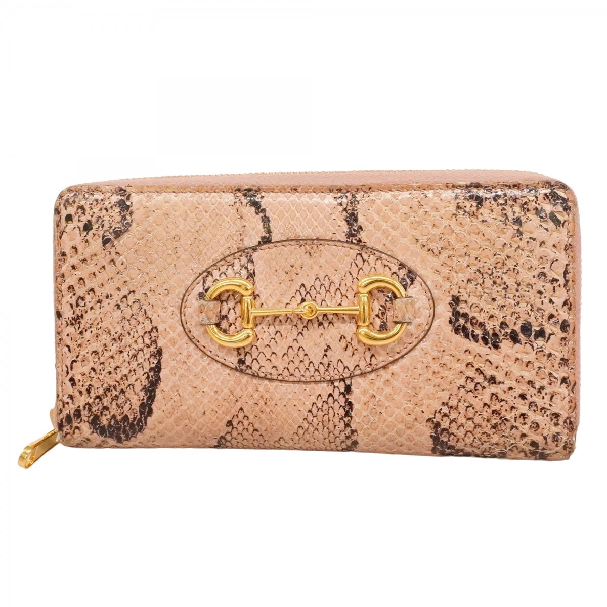 【6dd4195-k】グッチ 長財布 ホースビット 664376 パイソン ピンク ゴールド金具【中古】レディース