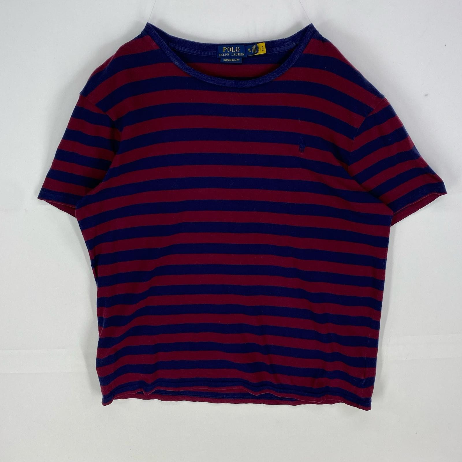 古着 ポロ・ラルフローレン POLO RALPH LAUREN 半袖Tシャツ クルーネック ショートスリーブ XL  レッド系 ボーダー メンズ