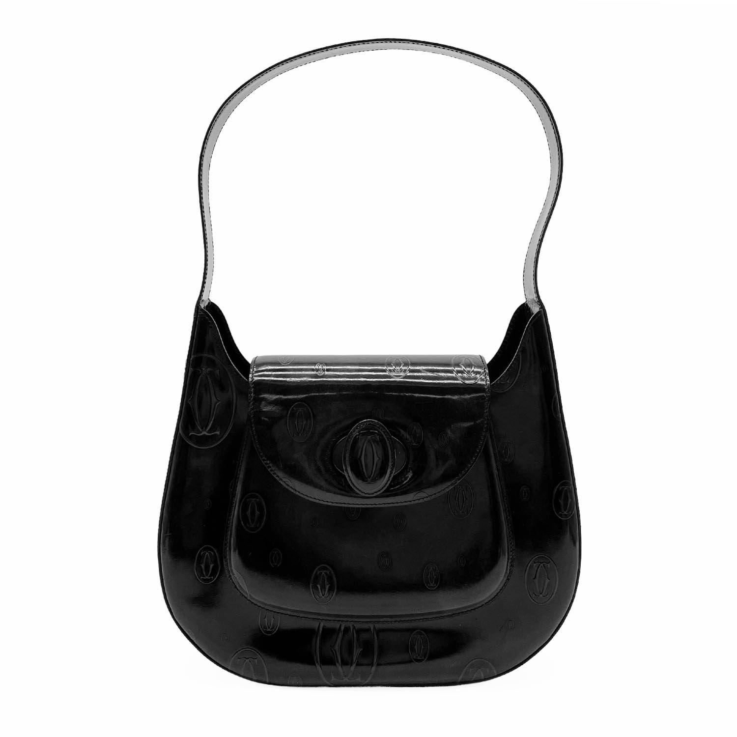 CARTIER カルティエ ハッピーバースデー 2C ショルダーバッグ
ハンドバッグ ワンショル パテントレザー ブラック レディース
【中古】