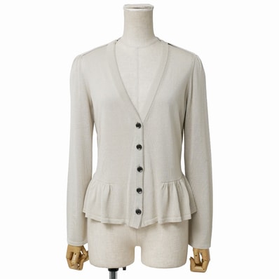 ■美品■BURBERRY バーバリー ニット サイズ2 ペプラム カーディガン ブランド古着【中古】20260727/RB0176