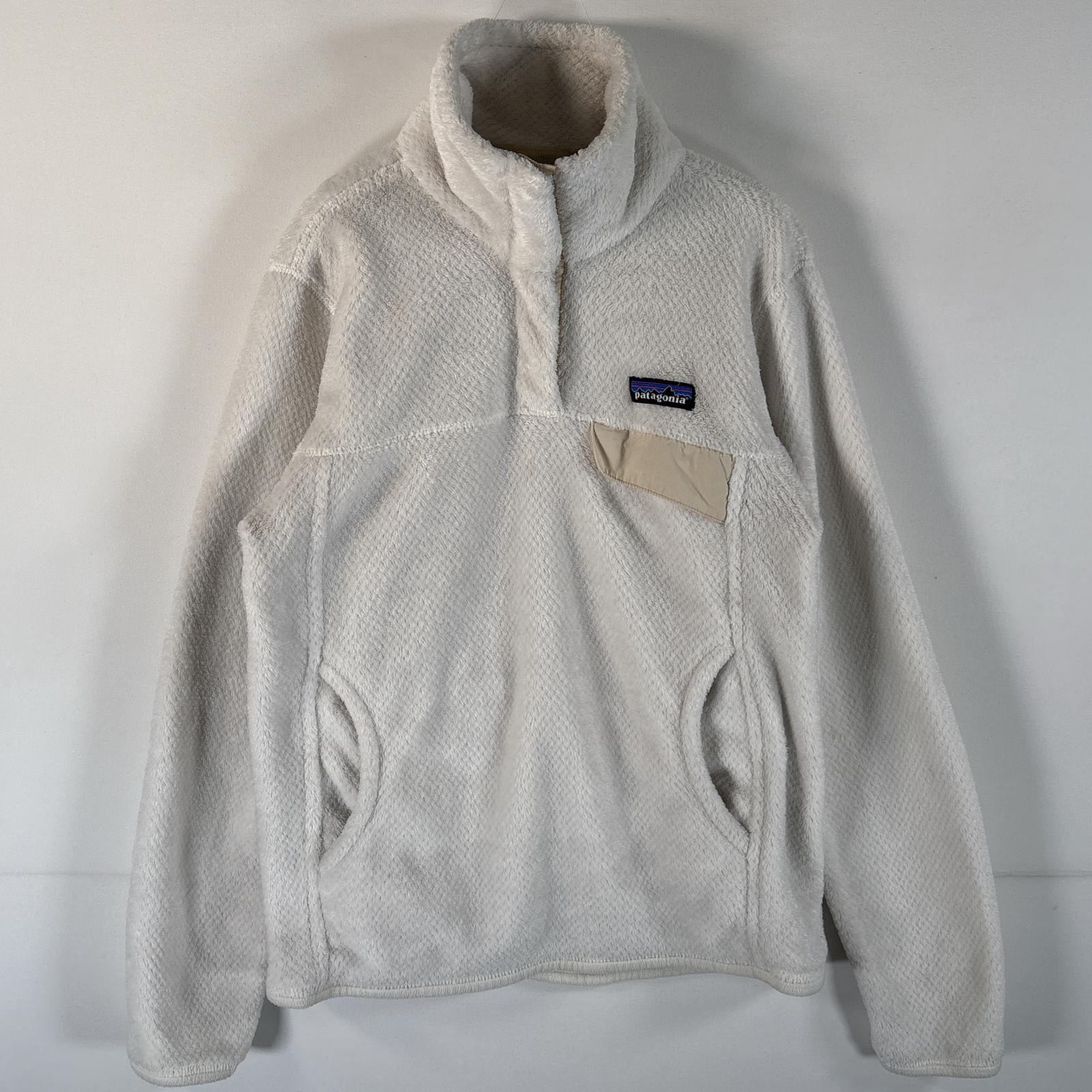 古着 パタゴニア patagonia フリースジャケット ハーフボタン ワンポイントロゴ アウトドア S  ホワイト レディース