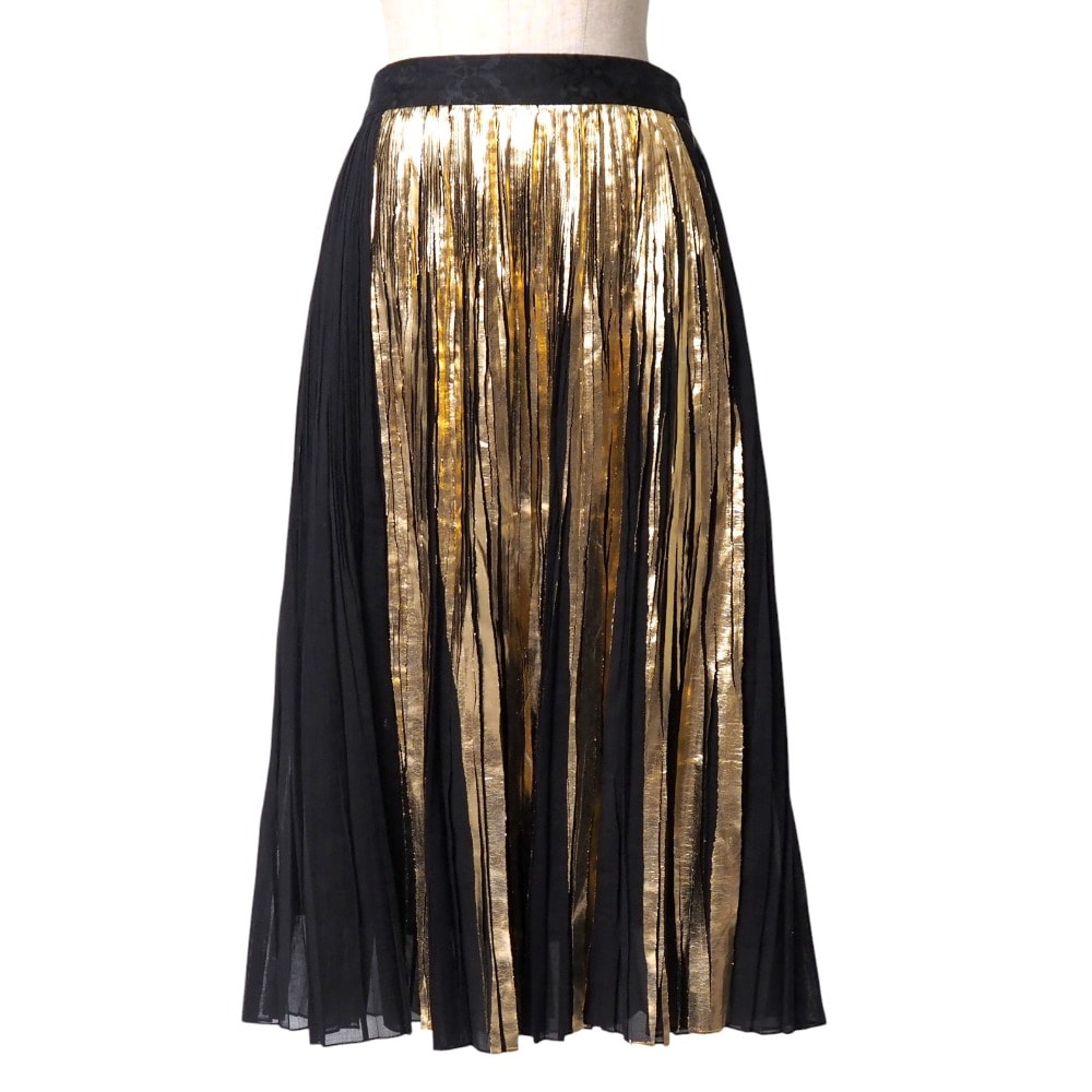 ■美品■Y's Yohji Yamamoto ワイズ ヨウジヤマモト スカート サイズ2 ピンクレーベル ロングスカート プリーツスカート 箔プリント ブランド古着【中古】20250909/RA5966