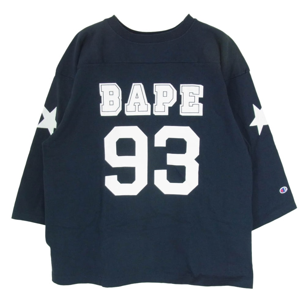 A BATHING APE アベイシングエイプ カットソー 七分袖 フットボールT カットソー ネイビー系 XL【中古】