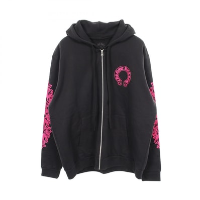 Chrome Hearts Horseshoe Floral Cross Zip-Up Hoodie "Black/Pink"