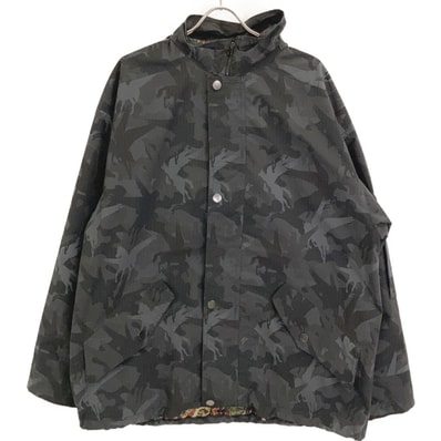 エトロ 221-1S992-1172 ブラック ナイロン カモフラ×ペイズリー フーデッドジップブルゾン M