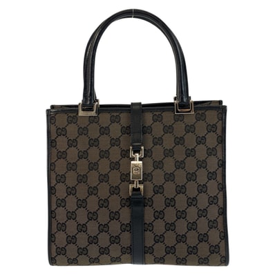 美品 GUCCI グッチ ジャッキー ブラウン ブラック 黒 シルバー金具 GGキャンバス レザー/ ハンドバッグ 505815 【中古】