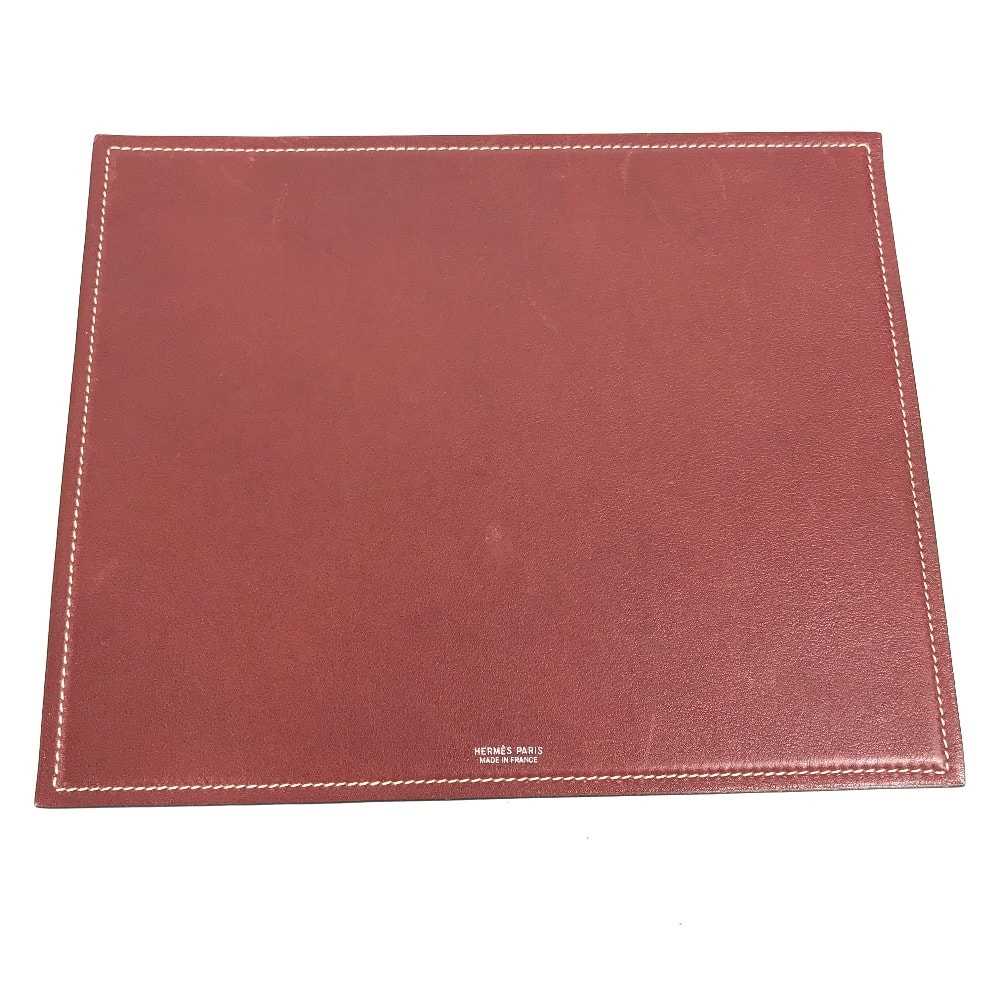エルメス HERMES ロゴ マウスパッド バイカラー PC パソコン インテリア 雑貨 レザー レッド
