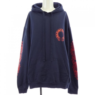 Chrome Hearts Horseshoe Floral Sleeve Hoodie "Navy/Red"