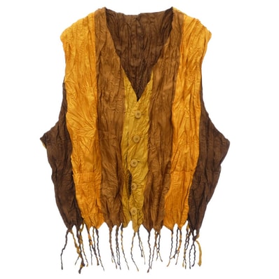 ISSEY MIYAKE イッセイミヤケ 06SS IM61-FE701 Fringe pleated vest フリンジ プリーツ ベスト オレンジ系 M【中古】