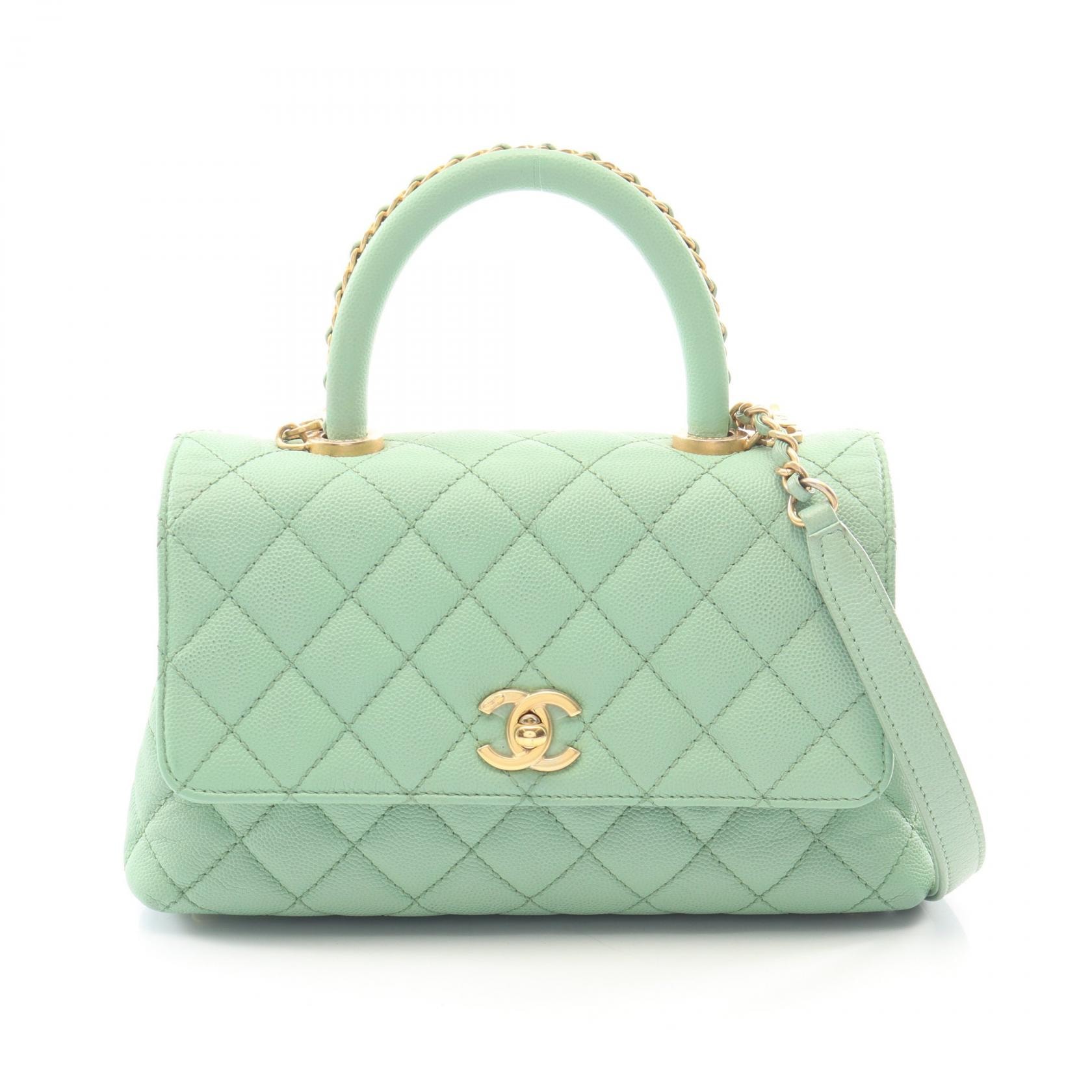 シャネル CHANEL ココハンドル フラップ マトラッセ 2WAY ハンドバッグ バッグ キャビアスキン(グレインドカーフ) レディース グリーン系 A92990 【中古】
