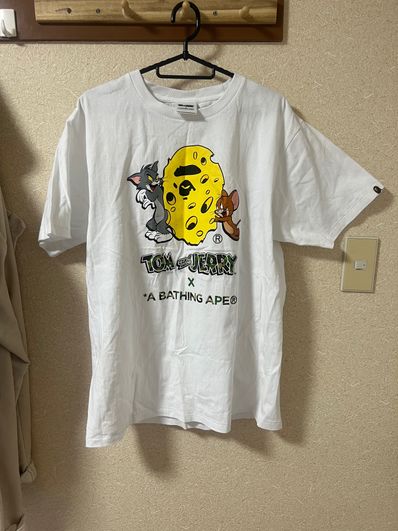 A BATHING APE / TOM AND JERRY CHEESE APE HEAD TEE "White"