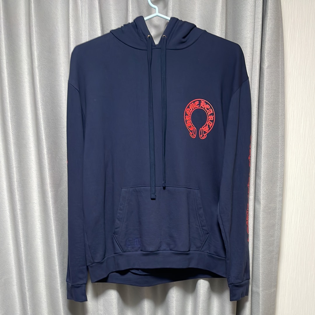 Chrome Hearts Horseshoe Floral Sleeve Hoodie "Navy/Red"