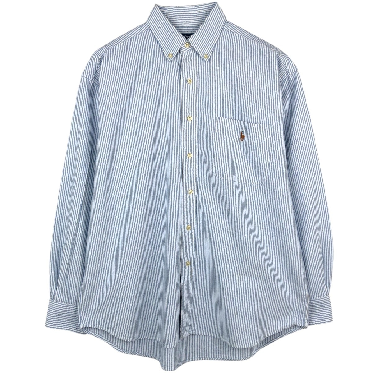 古着 ラルフローレン Ralph Lauren POLO by Ralph Lauren The big shirt 長袖 ボタンダウンストライプシャツ メンズM相当/eaa666507
