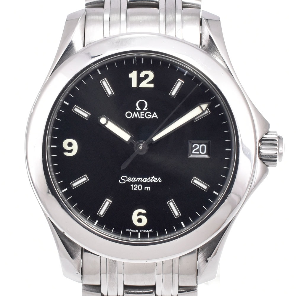 オメガ OMEGA 2511.53 シーマスター120 デイト ブラック クォーツ メンズ 良品 腕時計 D#149774