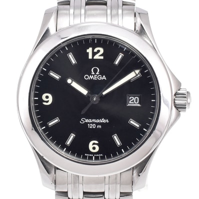 オメガ OMEGA 2511.53 シーマスター120 デイト ブラック クォーツ メンズ 良品 腕時計 D#149774