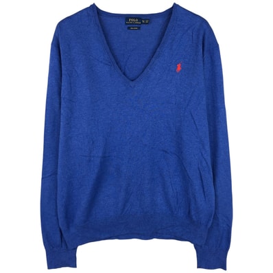 古着 ラルフローレン Ralph Lauren POLO RALPH LAUREN PIMA COTTON Vネック コットンニットセーター メンズXL相当/eaa604078