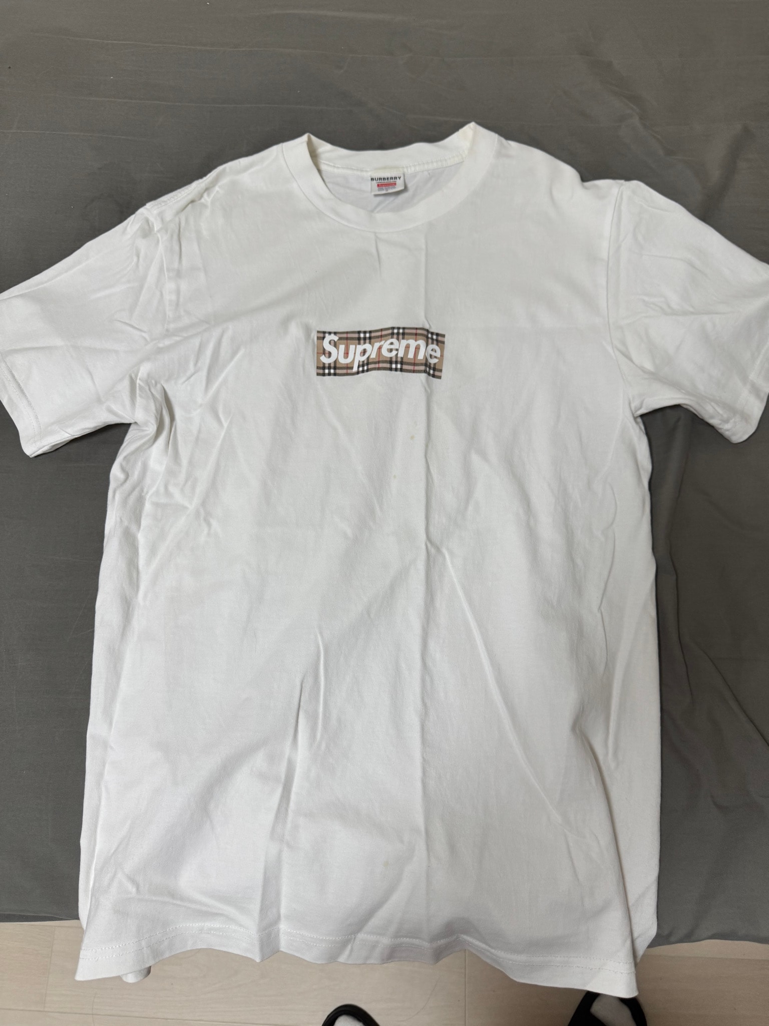 Supreme x Burberry Box Logo Tee "White"