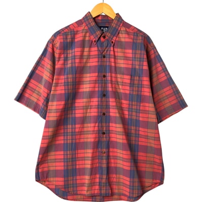 古着 90年代 ギャップ GAP オールドギャップ 半袖 ボタンダウン チェックシャツ メンズL相当 ヴィンテージ/eaa543747